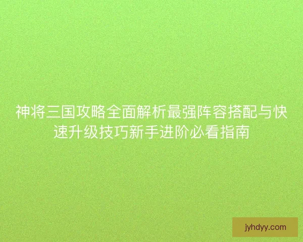 神将三国攻略全面解析最强阵容搭配与快速升级技巧新手进阶必看指南